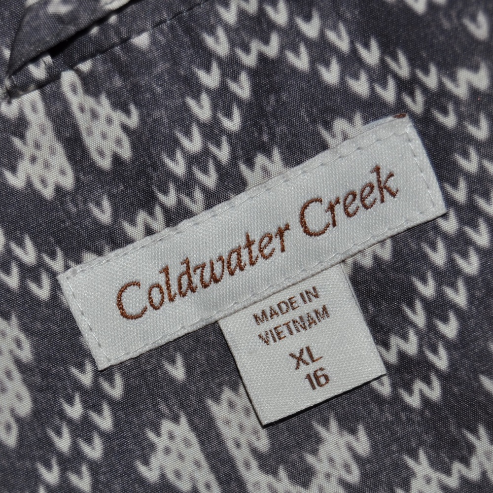051 COLDWATER CREEK Gray Print Quilted Vest sz XL/16 Women's - Picture 4 of 8